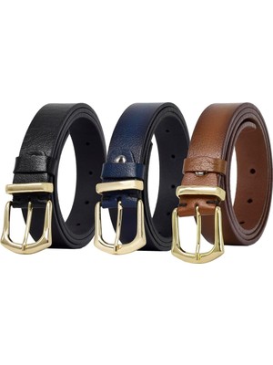 Happy Trend Hakiki Deri 3'lü Set Kadın Kemeri, 3 cm 3lü-3cm-Kd-42-Gold.tk