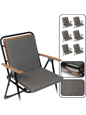 Happy Trend 6'lı Arkalıklı Sandalye Minderi Su Yağ Itici Sırtlıklı Fermuarlı Bağcıklı Yıkanabilir Balkon Bahçe 40X40 Antrasit