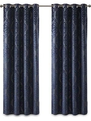 Happy Trend Smart MIRAGE%100 Toplam Karartma Penceresi, Örme Jakarlı Damasko Oda Karartma Perdeleri Gromet Üstlü Panel, 50X84, Lacivert