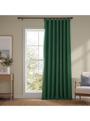 Happy Trend Half Price Drapes Suni Keten Karartma Perdesi, Ekstra Geniş, 100X96 Cm, 1 Panel, Anahtar Yeşili