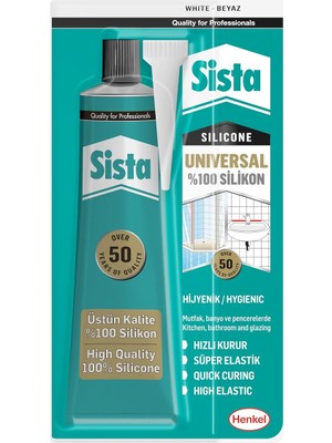 Happy Trend Universal Silikon, Üstün Kalite %100 Beyaz Silikon, Mutfak, Banyo ve Pencereler Için Hızlı Kuruyan Dolgu Macunu, Sararma ve Küflenme Yapmaz, 50 gr Tüp