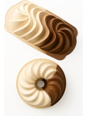 Happy Trend Ikili Silikon Kek Kalıbı Spiral ve Yuvarlak Model Yapışmaz Isıya Dayanıklı Yumuşak Silikon Pasta ve Kek Kalıbı Seti Kolay Temizlenen Dayanıklı Fırın Kalıbı Muffin Tatlı Pişirme Kalıbı