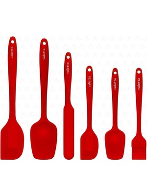 Happy Trend Drongo Isıya Dayanıklı Yanmaz Yapışmaz Silikon Spatula Seti 6 Parça Kırmızı