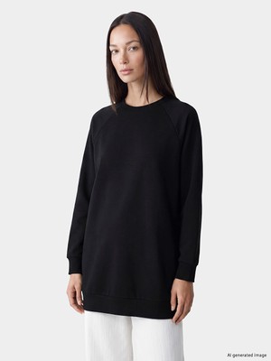 LC Waikiki Lc Waıkıkı Siyah Soft Touch Oversize Kadın Sweatshirt
