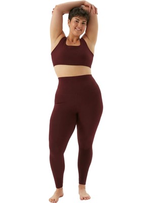 Happy Trend Active Kadın Organik Pamuk Basic Tayt - Gots Sertifikalı, Yüksek Bel, Çift Kat Korsaj, Orta Yoğunluklu Yoga Pilates Taytı