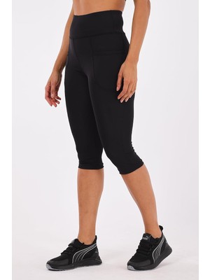 Happy Trend Joy Yüksek Bel Cepli Spor Tayt 3/4 Siyah