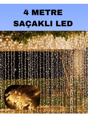 Str Store 4 Metre Icicle Şelale LED Perde Işık Sarı Aydınlatma