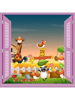 Mabelme Store Prime Çocuk Odası Bebek Odası Pencere Poster Duvar Kağıdı Çiftlik