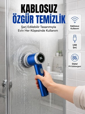 Royaleks Mutfak, Banyo ve Fayanslar Için Çok Amaçlı Elektrikli Temizlik Fırçası