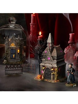 Mabelme Store Prime Department 56 Köy Koleksiyonları Için Bayramı Aksesuarları Ürkütücü Minyatür Çit Heykelcik Seti, 5,5 Cm, Siyah