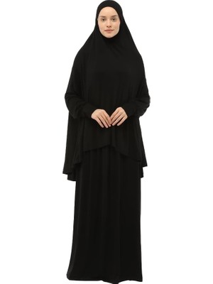 Happy Trend Iki Parça Pamuklu Yarasa Kollu Başörtülü Organik Tesettür Namaz Elbisesi