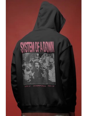 Sevbano System Of A Down Rock Metal Müzik Grubu Ön Baskılı Unisex Oversize Premium Hoodie