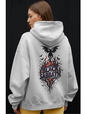 Sevbano Black Sabbath Rock Metal Müzik Grubu Ön Baskılı Unisex Oversize Premium Hoodie