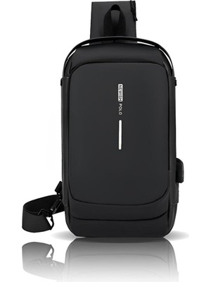 Kawin Av A Dos Mini Unisex Siyah USB Çıkışlı Anti Hırsız Kilitli Suya Dayanıklı Çapraz Göğüs Omuz ve Bel Çanta