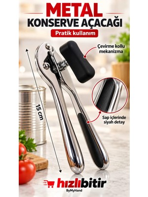 Bymyhand Metal  Premium Pratik Konserve Açacağı 15 cm