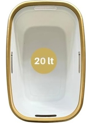 Mabelme Store Prime Dört Taraftan Tutulabilen Gold Çamaşır Sepeti - 20 Litre Çamaşır Selesi - Kirli Çamaşır Sepeti - Pp+