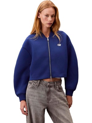Happy Trend Klein A- Oversızed Scuba Zıp Bomber Ja Ceket Kadın