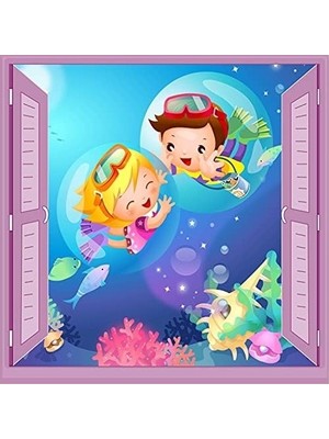 Mabelme Store Prime Çocuk Odası Bebek Odası Pencere Poster Duvar Kağıdı Dalgıç
