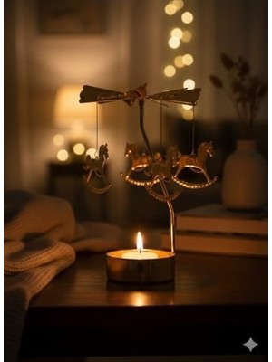 Mabelme Store Prime Twirl Candle Dekoratif Dönen Mumluk, Metal,, 10 x 10 Cm, Atlı Karınca Temalı