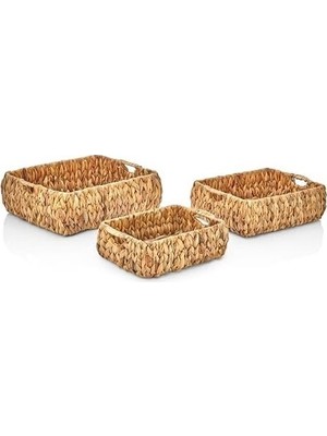 Mabelme Store Prime El Yapımı Hasır Bombeli Dekoratif Sepet, Hasır Bombeli Dekoratif Tepsi 3 Model Seçenekli (37 * 30 * 12CM) (Model - 3)