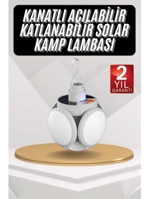 Royaleks Kamp Lambası Güneş Enerjili Solar 5 Kanatlı Katlanır Lamba Karavan