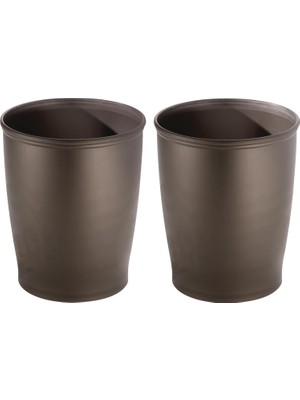 Str Store Idesign Küçük Yuvarlak Plastik Çöp Kovası, Kent Koleksiyonu, 2'li Set, 21X21X25 Cm, Bronz