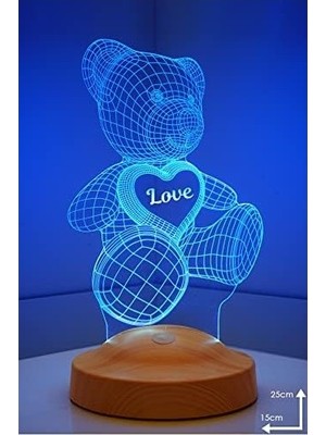 Mabelme Store Prime 3D Ayı Hediyesi 3 Boyutlu LED Lamba