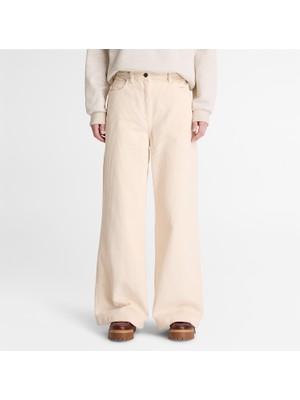 Timberland Corduroy Wide-Leg  Kadın Beyaz Pantolon.-