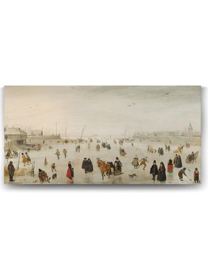 Mabelme Store Hendrick Avercamp - A Scene On The Ice Tablosu - 80X40CM