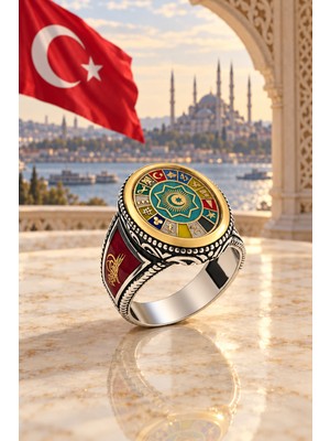 Siset Gümüş 925 Ayar  Türk  Devletleri  Teşkilatı  Erkek  Gümüş Yüzük