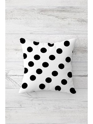 Mabelme Store Pelangi Siyah Beyaz Puantiye Çift Tarafı Baskılı Gizli Fermuarlı Yastık Kılıfı Kırlent Koltuk Yastık Kılıfı, Beyaz-Derin Siyah 45 x 45