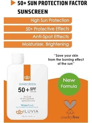 Mabelme Store Prime Iluvia Leke Karşıtı Cilt Tonu Eşitleyici Yüksek Korumalı Yüz ve Vücut Güneş Kremi 50 Spf 130 ml (4.6 Fl. Oz)