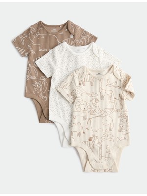 Marks & Spencer Safari Desenli Bebek Body 3'lü Set