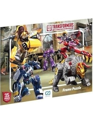 Mabelme Store Prime Transformers Lisanslı 35 Parça Çerçeveli 34X24CM Çocuk Puzzle Yapboz Yeni Serisi (Kahverengi)
