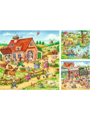 Mabelme Store Prime 3X49 Parçalı Puzzle Köyde Tatil