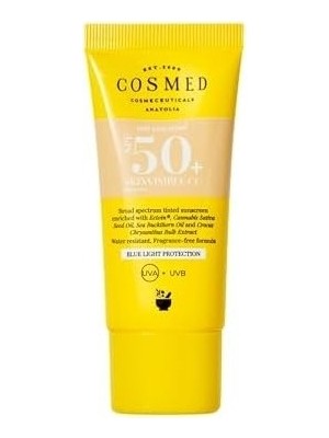 Mabelme Store Prime Cosmed Tüm Cilt Tipleri Için Renkli Suya Dayanıklı SPF50+ Güneş Kremi - Skinvisible cc SPF50+ - 30 ml