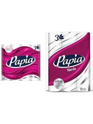 Mabelme Store Prime Papia Seti | 3 Katlı 32'lı X1 + 3 Katlı Ultra Emici & Dayanıklı 12'li X1