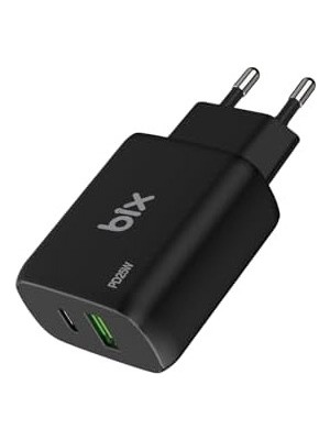 Mabelme Store Prime Bix ZH-2U41T 25W Pd 3.0 Type-C & Usb-A Çift Bağlantı Noktalı Hızlı Şarj Adaptörü Siyah,, 15/14/13/12/pro Max, iPad Air/pro ve Daha Fazlası ile U