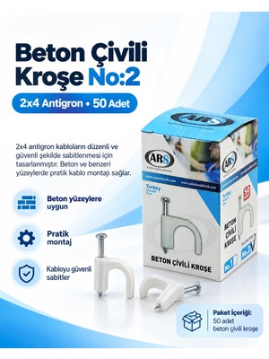 Çerçici Beton Çivili Kroşe No:2 (2x4 Antigron) – 50 Adet