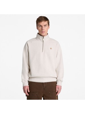 Timberland Exeter River Tree Embroidered Logo 1/4 Z Erkek Bej Sweatshirt.-
