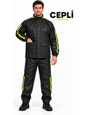 Tarz Yeri Erkek Motorcu Yağmurluk Su Gecirmez Cepli Yağmurluk Takım