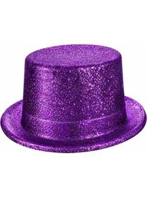 Mabelme Store Mor Simli Glitter Silindir Parti Şapkası
