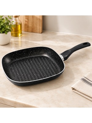Mabelme Store Granit Kaplamalı Tek Saplı Grill Tava