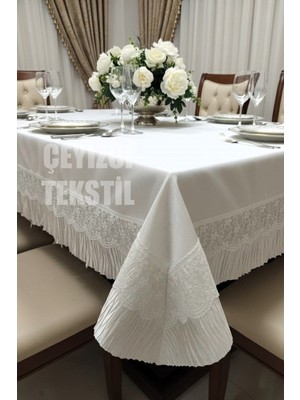 Mabelme Store Dantelli Yemek Masası Örtüsü 160X220CM Tek Masa