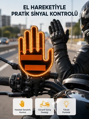 Aydogan's 176 LED Amber Renkli El Hareketiyle Kontrol Edilen Motosiklet Dönüş Sinyali