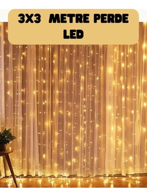 Aydogan's 3x3 Metre Perde LED Işık Sıcak Şelale Tasarım Dekoratif Aydınlatma