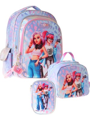 Str Store Üçlü Ilkokul Okul Çanta Seti - Mavi - Pembe - Cool Desenli - Kız Çocuk - SETWG-W6039A