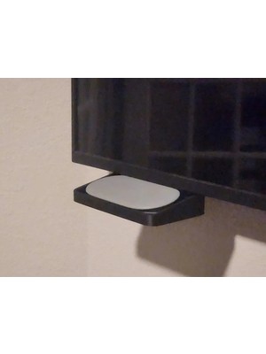 Mabelme Store 3D Baskı Tv Altı Medya Oynatıcı Rafı Ayak Deliğine Monte Küçük Cihaz Standı Modem ve Streamer Rafı Siyah