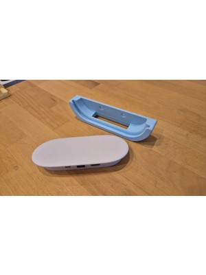 Mabelme Store 3D Baskı Duvar Montajlı Yatay Medya Oynatıcı Tutucu Kablo Çıkışlı Duvar Askısı Oval Cihaz Standı - Mavi