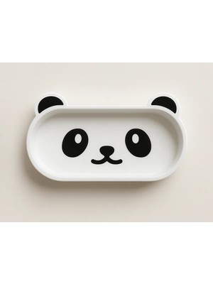 Mabelme Store 3D Baskı Panda Gözlük Tepsisi Sevimli Masaüstü Gözlük Tutucu ve Kalemlik Tepsisi Beyaz Siyah
